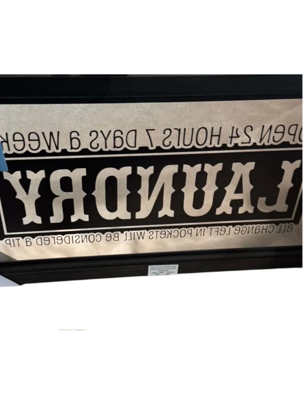 The Spring Shop glass Laundry Wall Decor Sign One Size Black and White